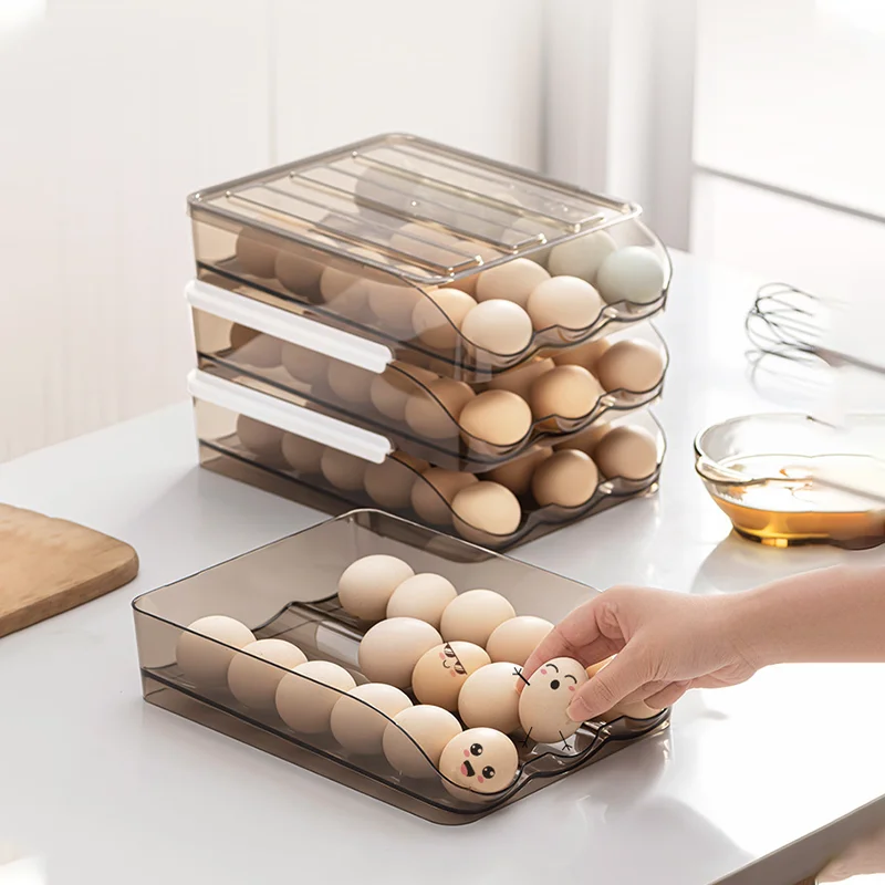 Egg Organizer Airtight Plastic Kitchen Fridge Refrigerator Egg Organizer Bins Storage Boxes With Lid