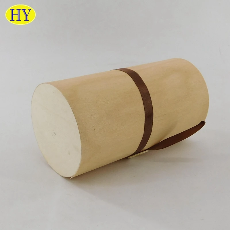 Round Tube Birch Veneer Soft Bark solid wood storage case Cylindrical gift crafts pack Wooden Packaging Box