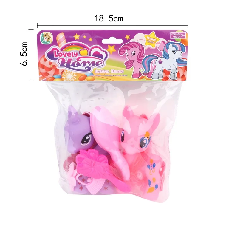 Wholesale Multicolor Soft PVC Cute Animal Toy Happy Pony Figures Miniature Plastic Model For Girls Toddlers
