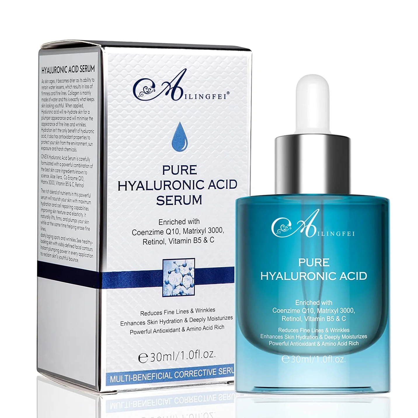 Private Label Natural Nourishing Anti Aging Pure Hyaluronic Acid Serum with Vitamin C & Retinol