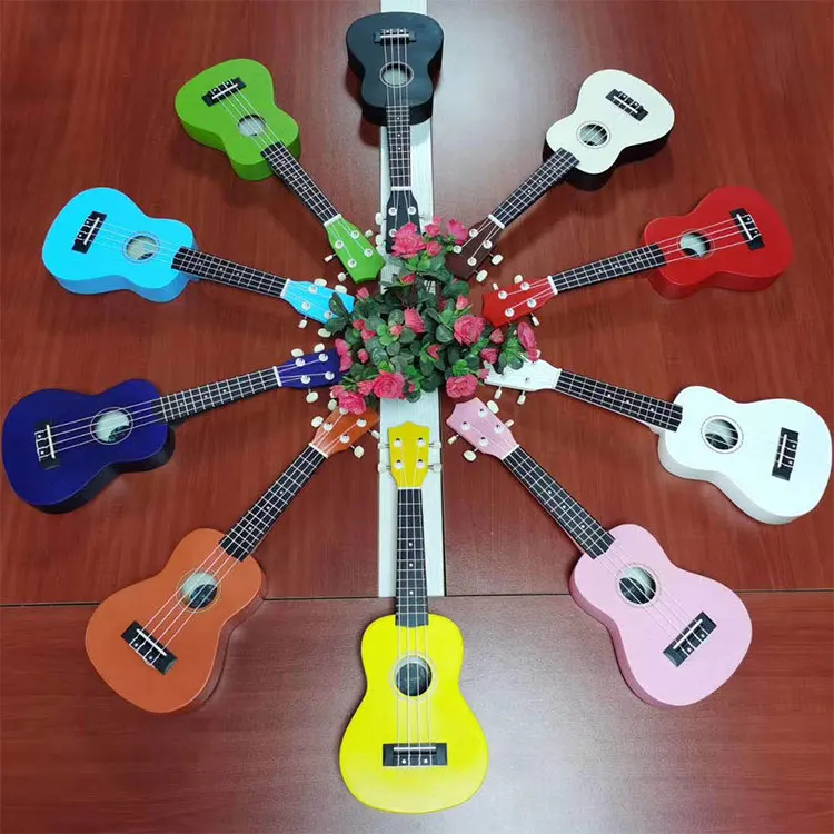 21 Inch soprano Colorful  Carbon Fiber 4 Strings Nylon Hawaii Travel Ukulele Guitar for Beginner