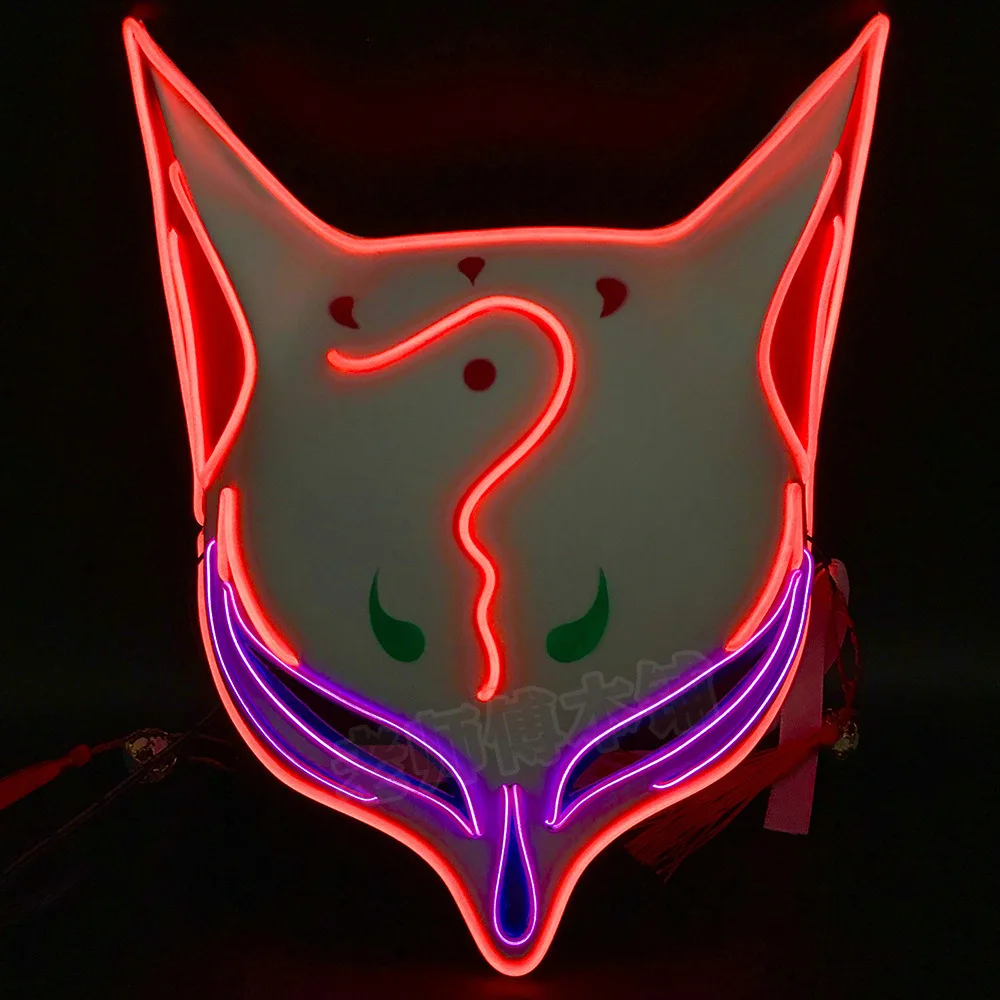 Custom Style Halloween Party Event Festival Voice Control LED Carnival Night Fox Glow Mask