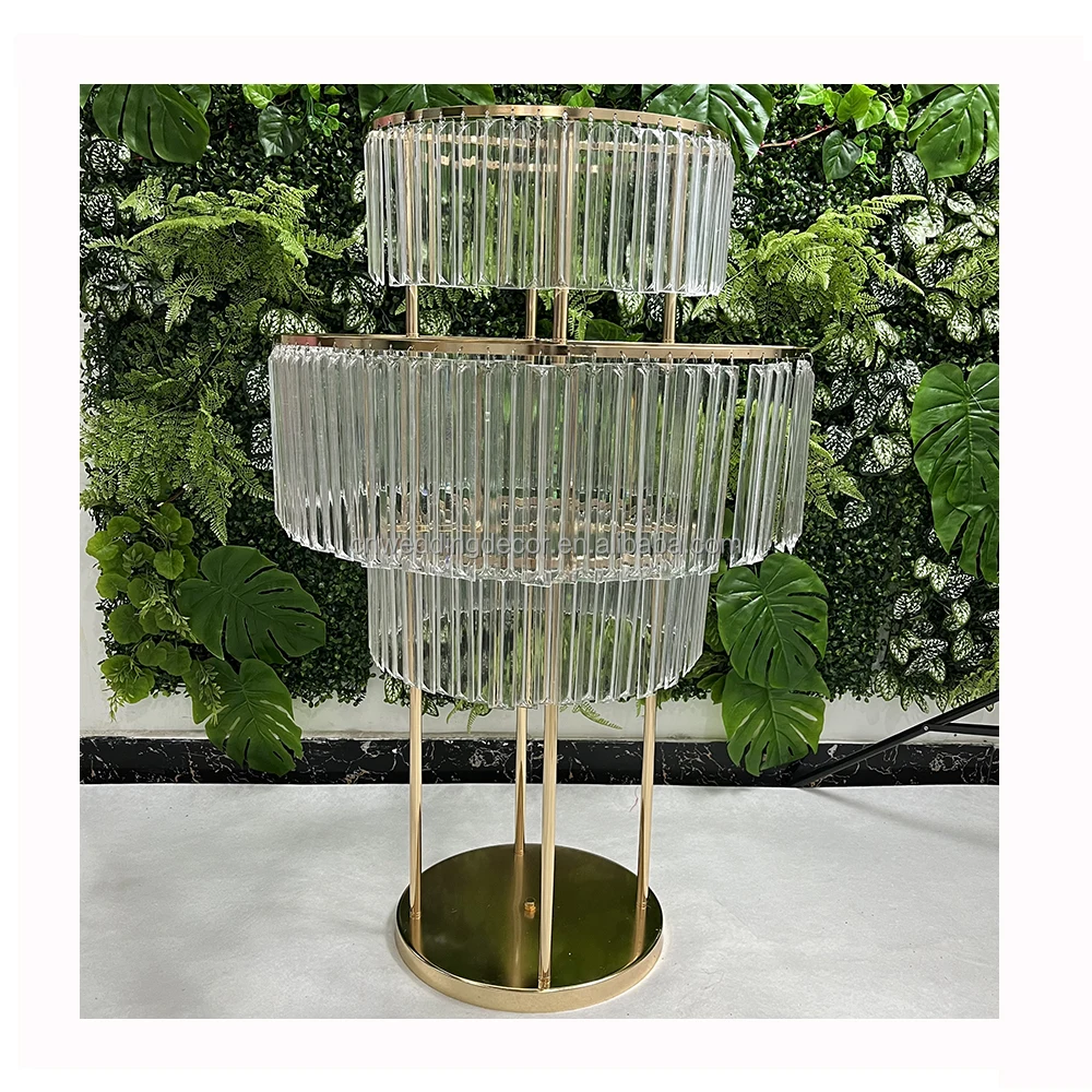 Smooth E-115 durable Wedding crystal Bead Table Flowers stand Geometric Flower Stand Column Vase
