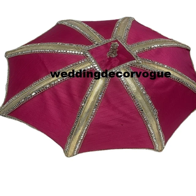Indian New Small Embroidered Umbrellas Handheld Decorative Wedding decorative Outdoor Wedding Party Christmas Decor