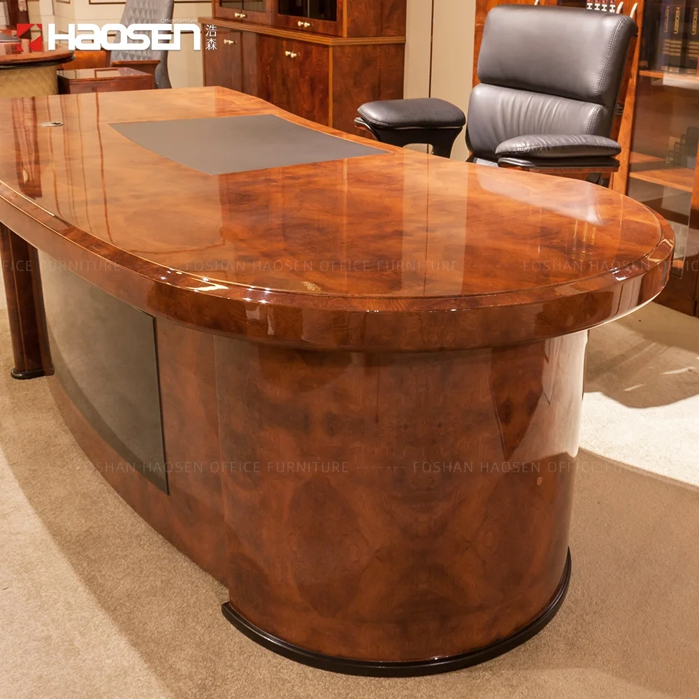 Good quality Business director Working executive office table curved desk and chairs manufacturer