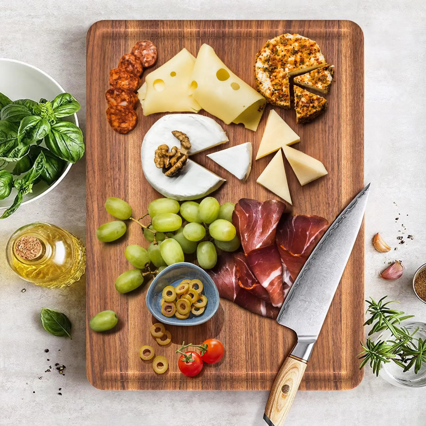 Heavy Duty Bamboo Cutting Board 40.64 x 27.94 cm for Kitchen Meal Preparation Serving 1 Piece Set with Juice Tank for Chopping