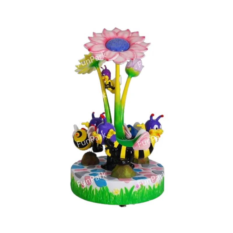 Fun Park Factory Wholesale Honey Bee 3P Multi Kiddy Rides Merry Go Round Coin Operated Games for Indoor Amusement