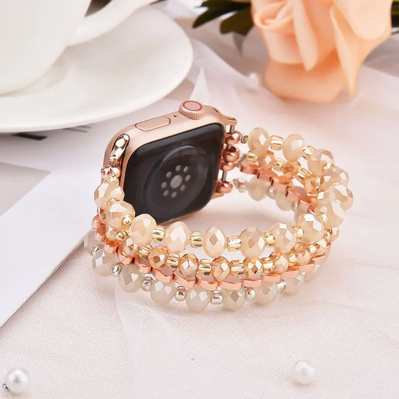 Роскошная бижутерия, 44 мм ремешок для часов, ремешок из агата и жемчуга, роскошный дизайн для смарт-часов Apple
