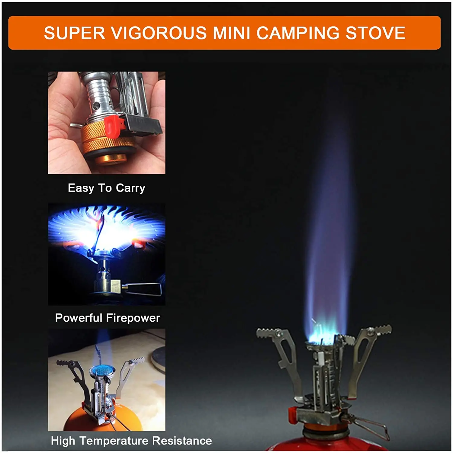 Ultralight Backpacking Stove with Piezo Ignition Portable Mini Stove for Outdoor Camping Hiking Cooking Hunting Fishing