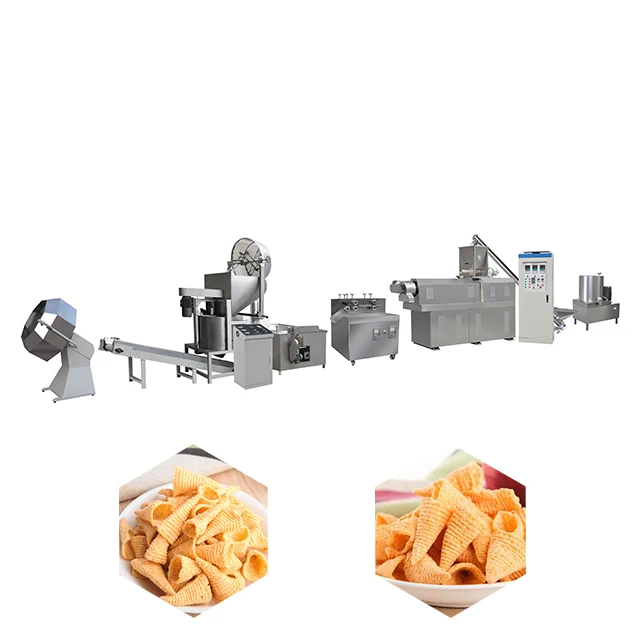 Hot fried 3D 2D granular Corn on the cob chips horn snack extrusion production line