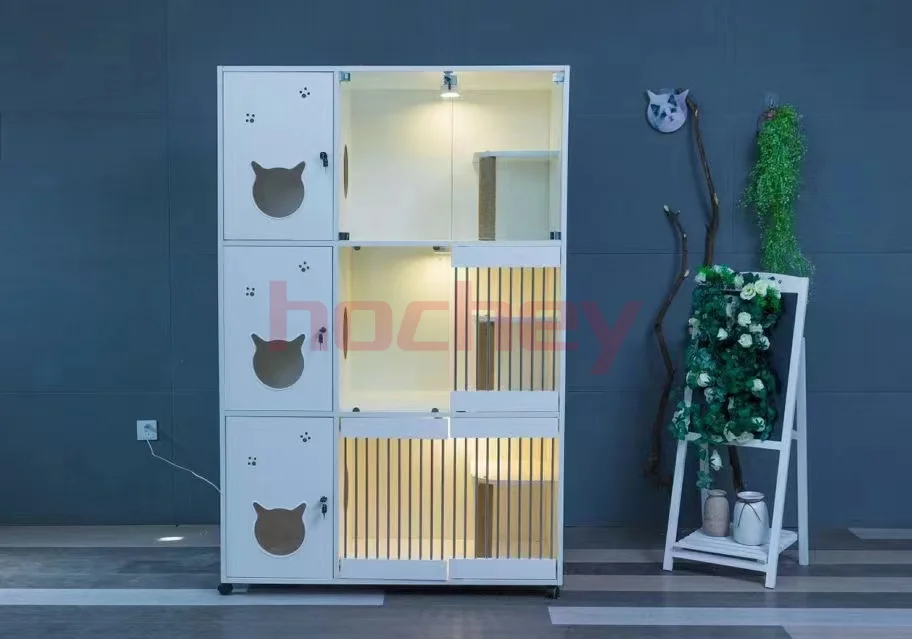 MT Medical 3-story Cat Wood Villa Pet Cat Cage Villa Furniture Large Luxury Cat Villa Cage