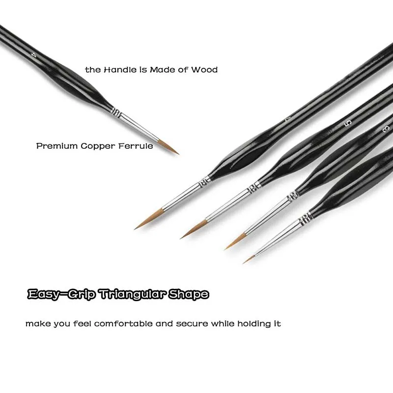 LISI 11pcs Wooden Handle Miniature Detail Paint Brushes Set For Fine Acrylic, Watercolor,Oil,Models Detailing Art Painting