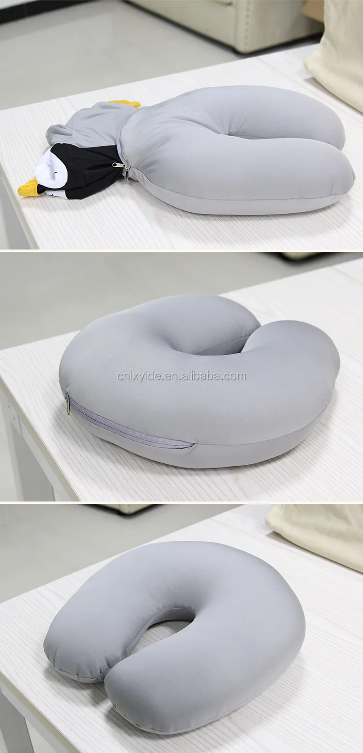 Brand LOGO Cute Pink Bunny Rabbit Plush Toy U Shape Pillow Microbeads 2 in 1 Switch Animal Travel Neck Rest Pillow