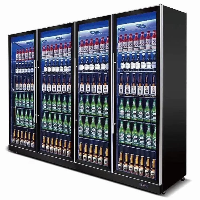 4 glass door Commercial Supermarket beverage chiller drinks cooler beer display fridge refrigerator