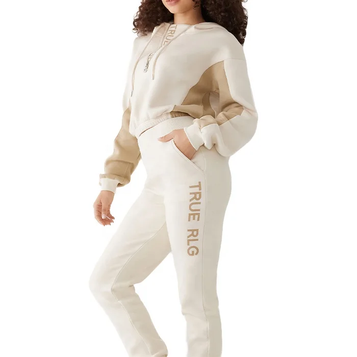 Finch Garment women 2 pieces jogger track suit set 2022  custom logo print high quality french terry cotton tracksuit