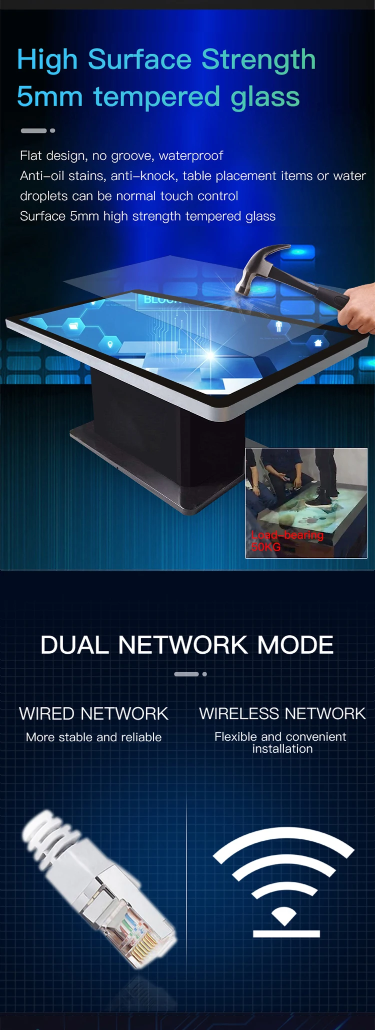 43inch Fashion Smart Home Design Digital Times Multi Touch LCD Screen Interactive Coffee Table