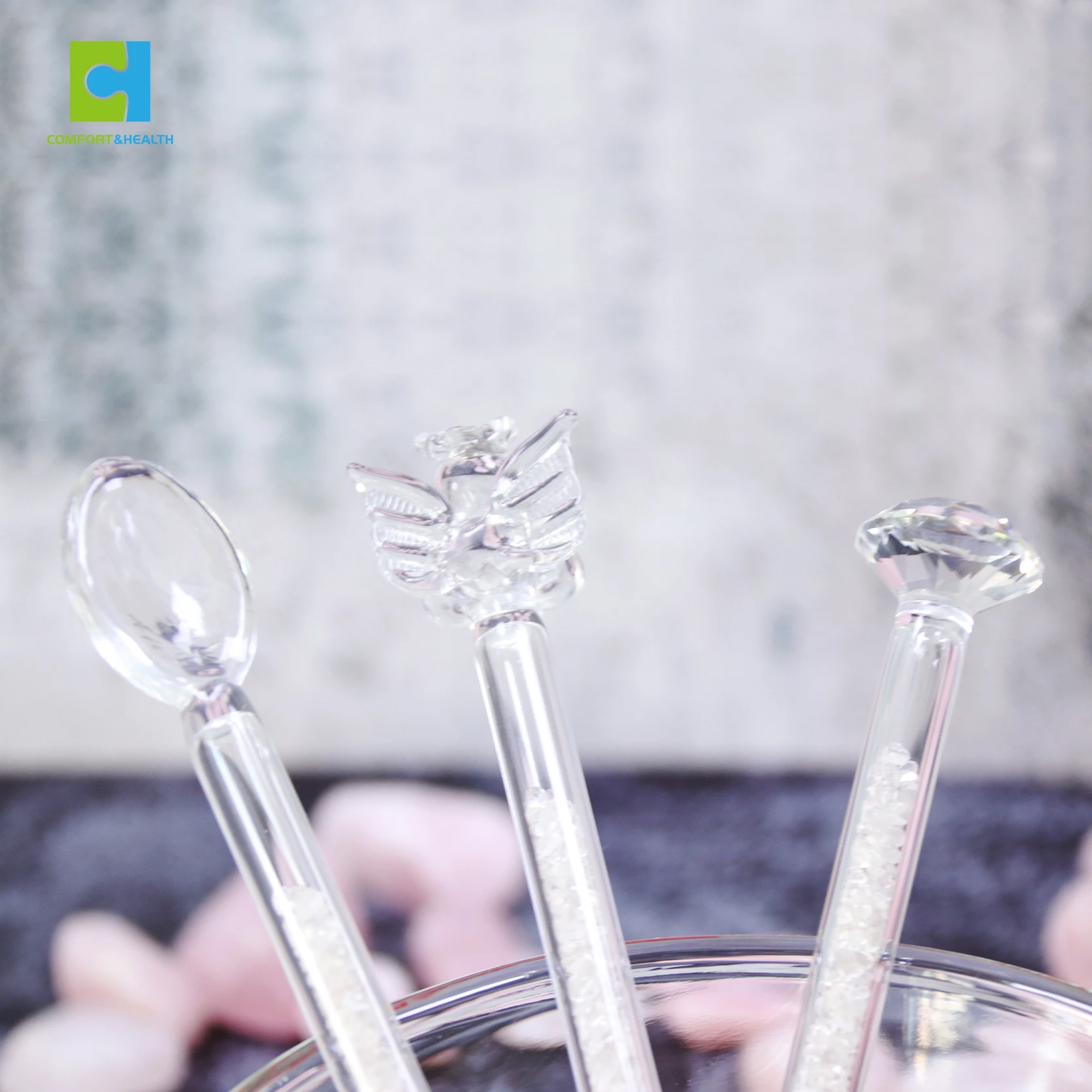Custom Reusabl Glass Drink Stirrer Coffee Stirrer with Crystal Infused
