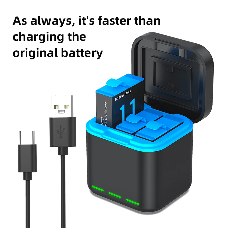 1750mAh Battery For Gopro Hero 9 Camera Li-ion Battery For Go Pro Action Sport Camera Battery Full Decoding