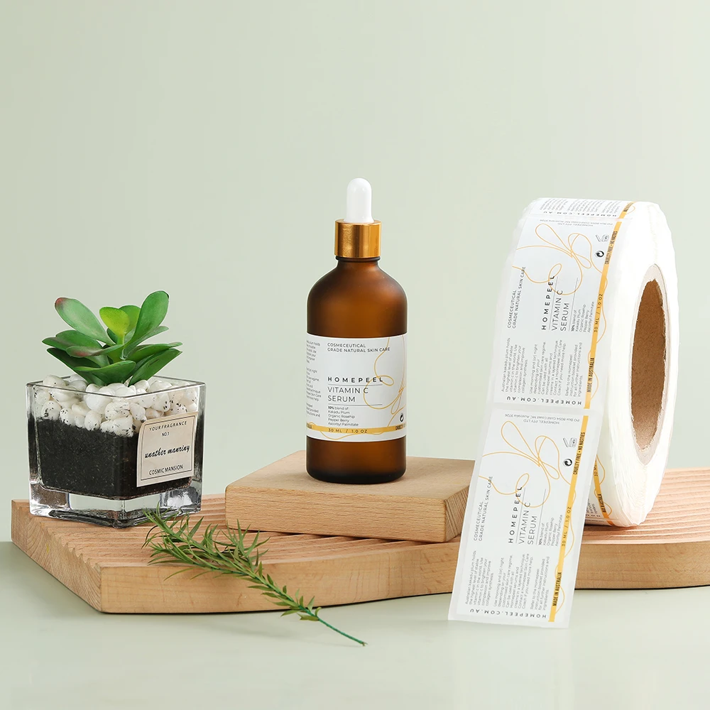 Custom logo printing roll gold foil labels perfume essential oil bottle adhesive paper stickers for packaging