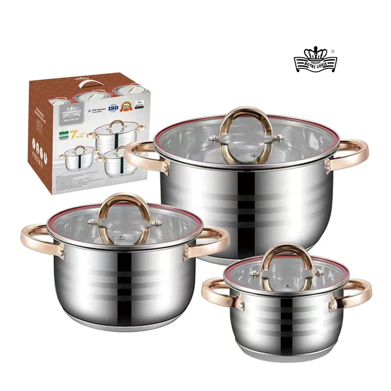 Wholesale 6Pcs Cooking Pot Set Stainless Steel Modern Soup Stock Pots Large Capacity Cookware Set