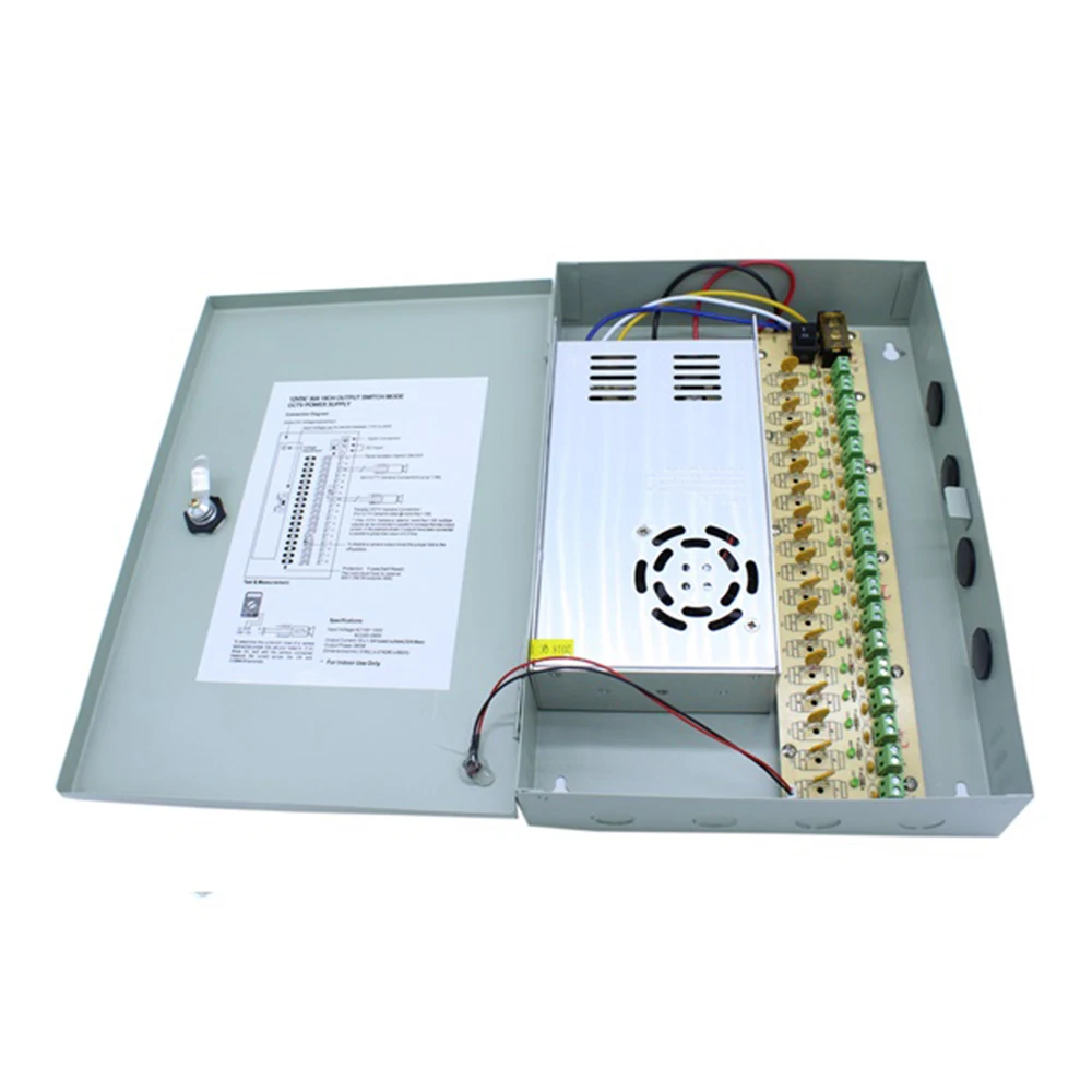 10A 20A 30A 20 amps Switch Mode SMPS Price Centralized Distributed DC Open 20amps Metal 12V Camera Power Supply Box for CCTV