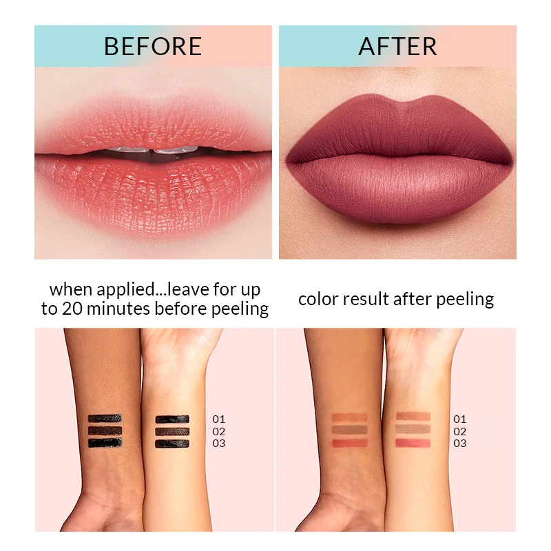 peel-off lip liner  Long Lasting Coloring Non Stick Cup Liquid Matte makeup matte finish waterproof lip line lip glaze pen