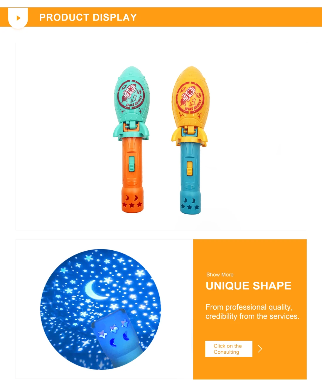 Novelty Cartoon Space Rocket Glow Stick Candy Toy Promotional Kids Gift Plastic Lollipop Toy Candy