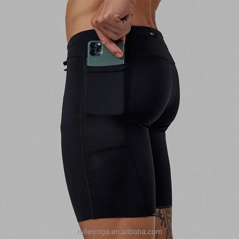 Custom Logo Stylish Fitness Wear Quick Dry Athletic Workout Running Tights Gym Shorts Legging Men Compression Shorts With Pocket