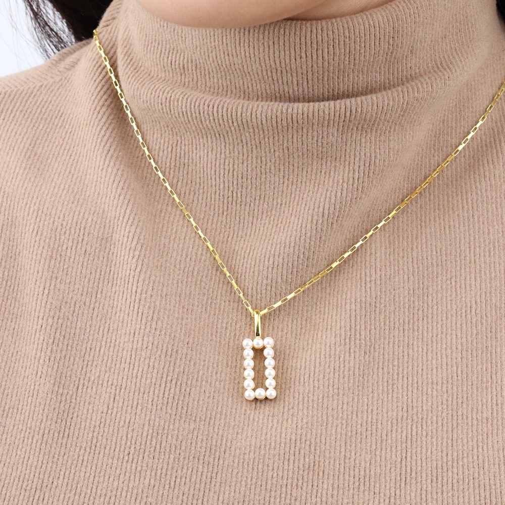 Криса Април прямоугольная жемчужина толстая цепочка подвеска из 925 стерлингового серебра ожерелья для женщин