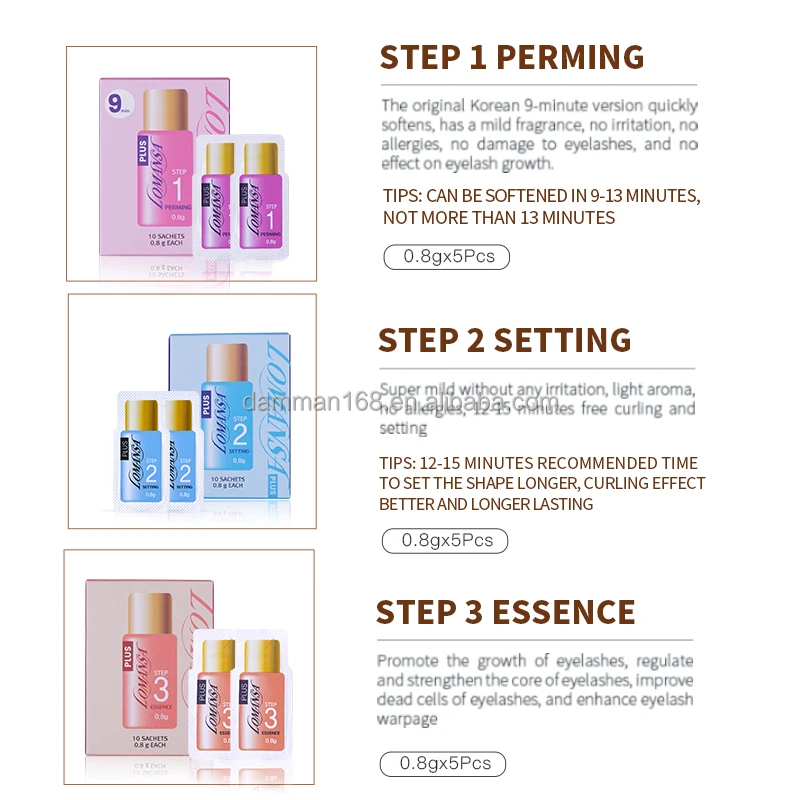 Korea Lashes Lifting Lotion Step1 Step2 Step3 Profession DIY Lash Lift Lomansa 9mins Eyelashes Lift
