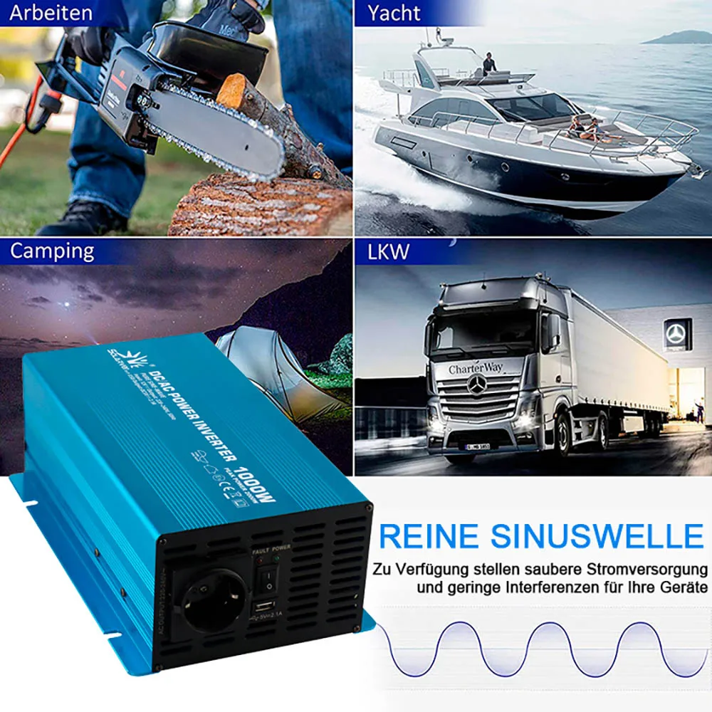 Pure Sine Wave Power Inverter 1000W 12V 220V Dc To Ac Off Grid Solar Inverter 1kw