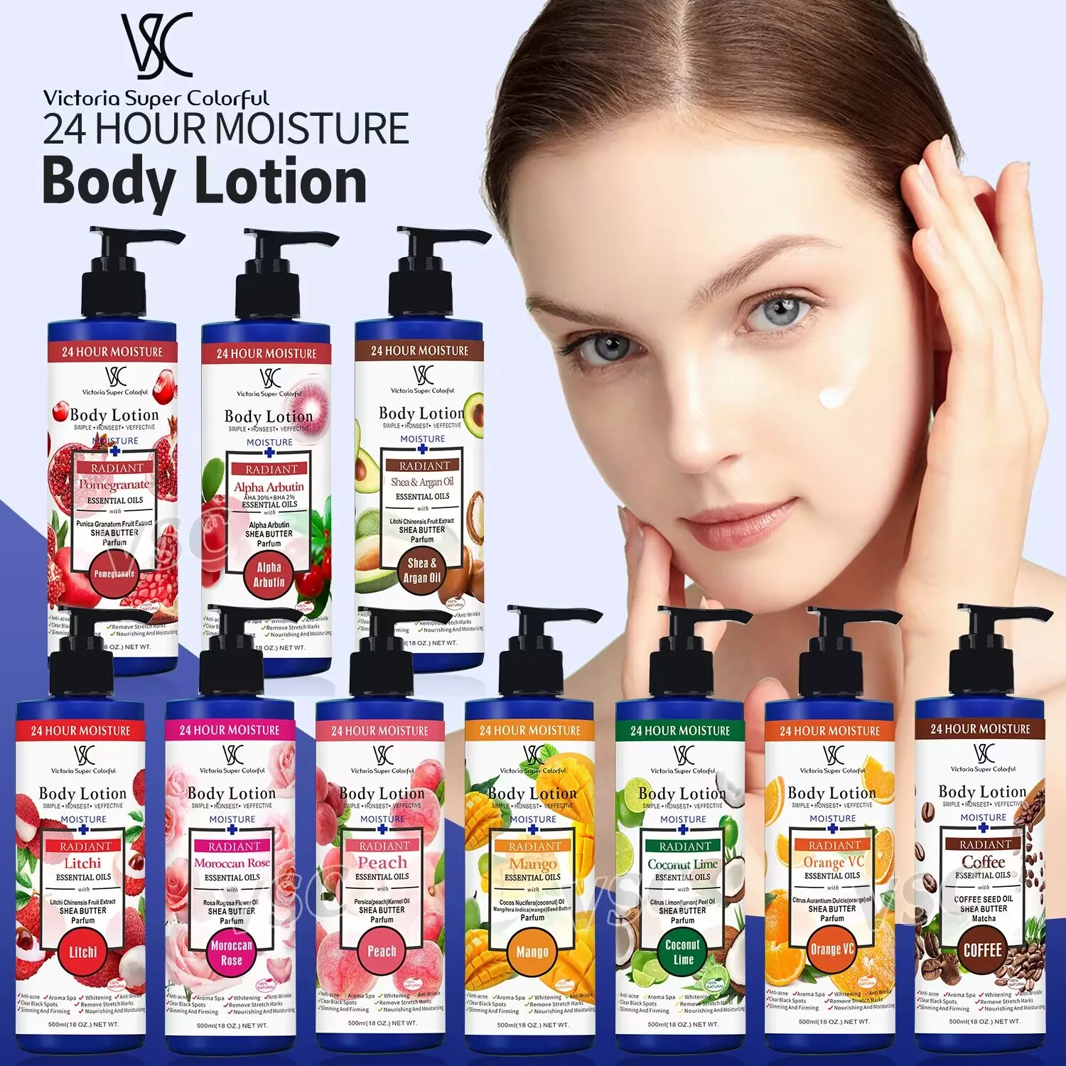 Private Label 24 hour Moisture Body Lotion Whitening Beauty Skincare Vitamin C Brightening Nourishing Body Aroma Spa