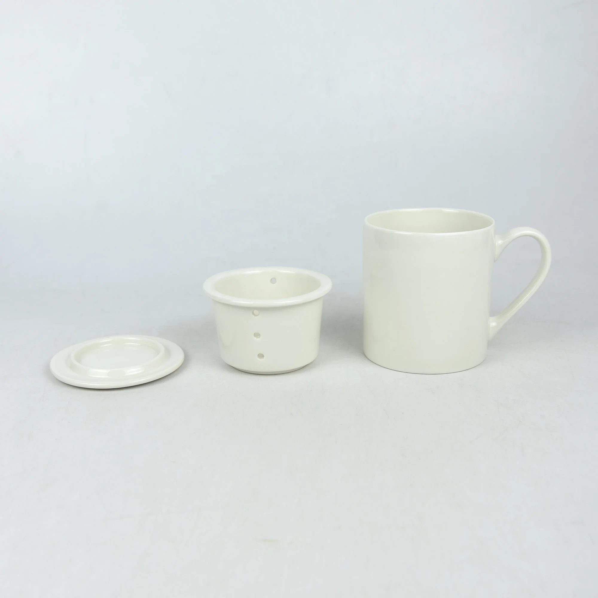 3Pcs solid color tea set high quality porcelain ceramic mug with tea strainer and lid food safe wholesale for hotel home market