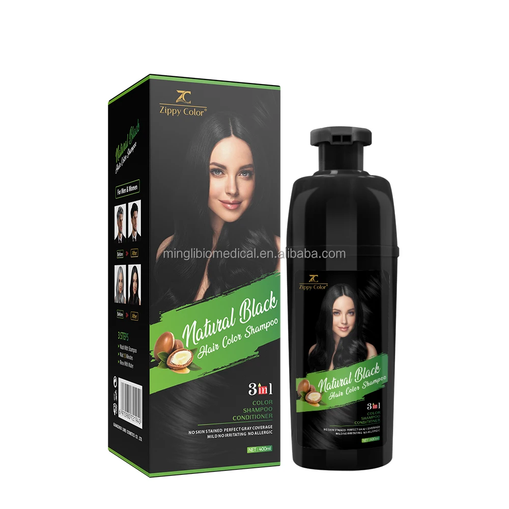 Cosmetics Manufacturer Black Hair Colouring Shampoo Natural Plant Extracts Hair Dye Easy To Use Hair Black Colour
