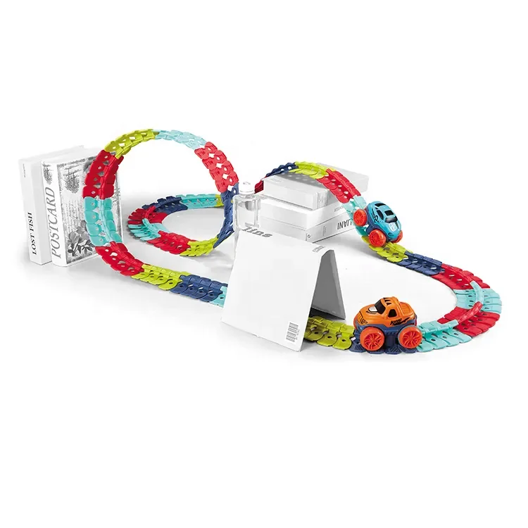 RC Car Track Set Electric Car Toy with Lights Educational Slot Toys Rainbow for Kids OEM Unisex Train Plastic Track 1.5V 100pcs