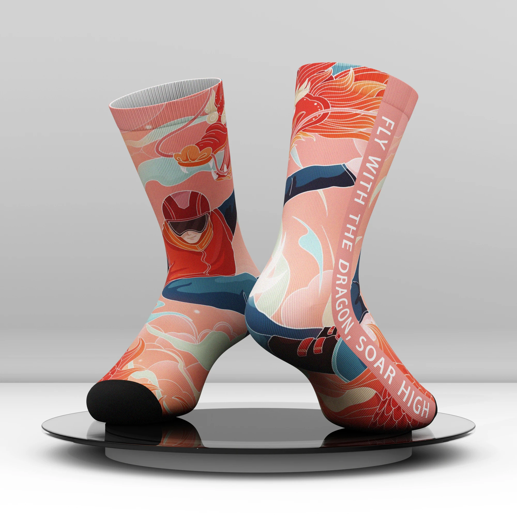 Fly with the Dragon Soar High 3D Sublimation 360 Printed Dynamic Adventure Design Socks