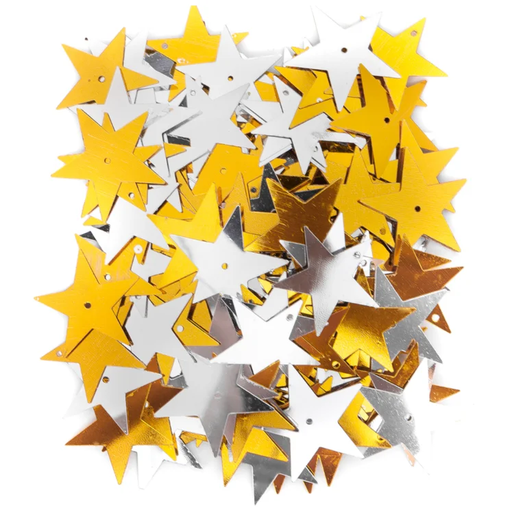 Оптовая продажа разные размеры рождественские золотые и серебряные большие блестки в форме звезды производитель поделок переливающиеся 15