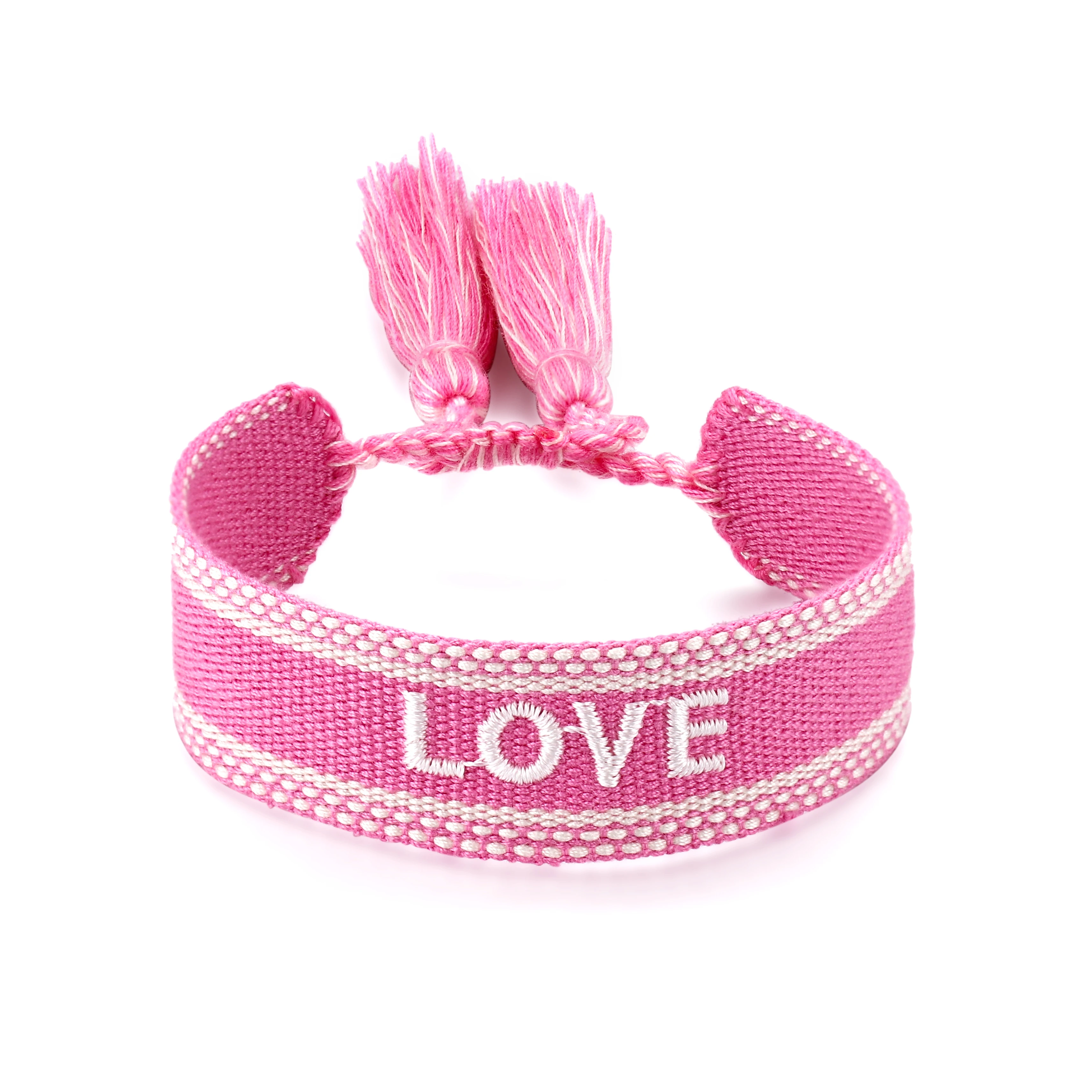 
Adjustable Women Handmade Knitted Cotton Fabric Thread Polyester Custom Hand Braided Woven Friendship Bracelet 