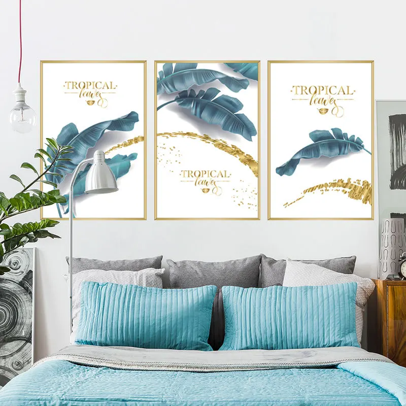Tropical Ba dark green banana leaf photo frame wall sticker living room bedroom decoration self-adhesive painting
