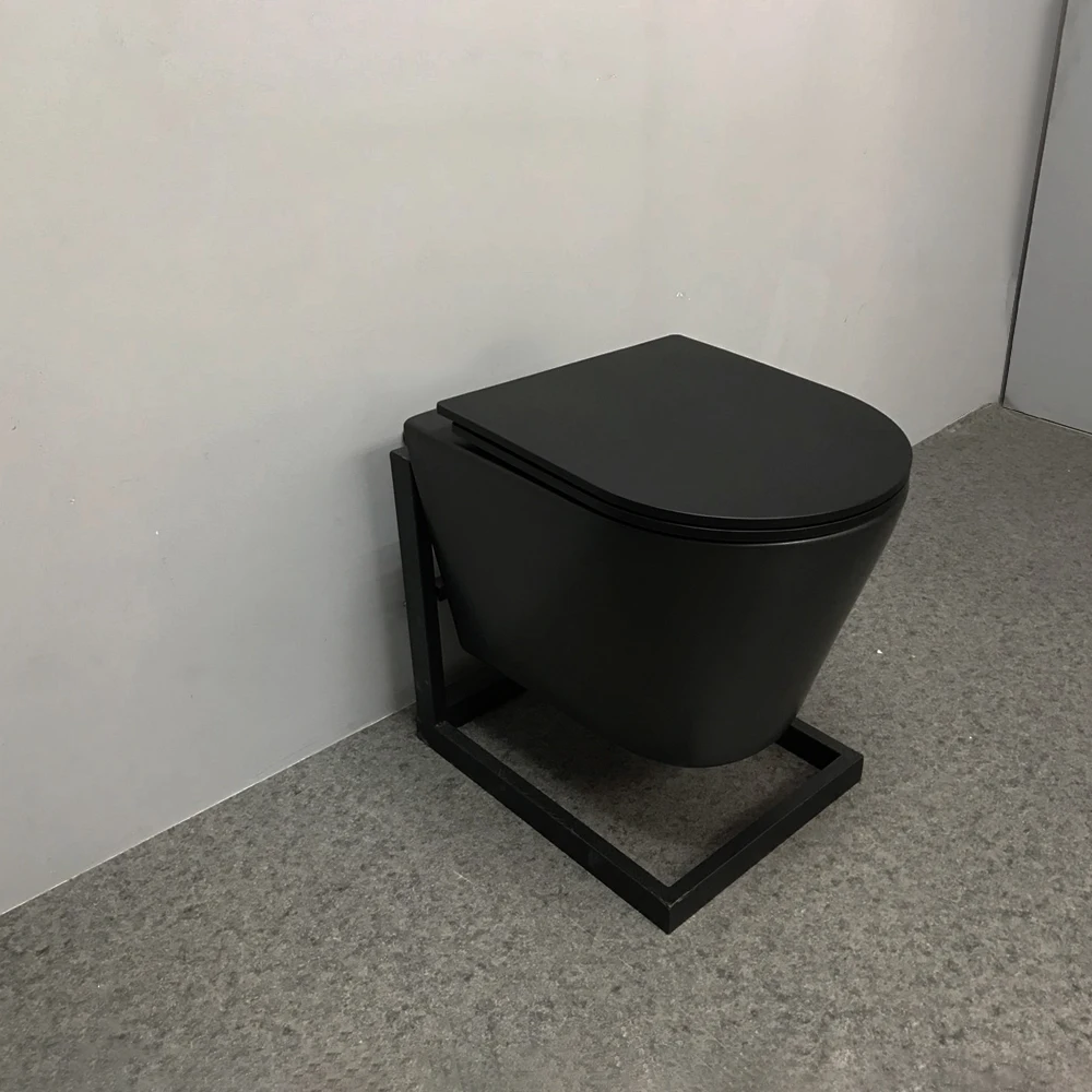  Современные керамические матовые черные унитазы без оправы UF для ванной