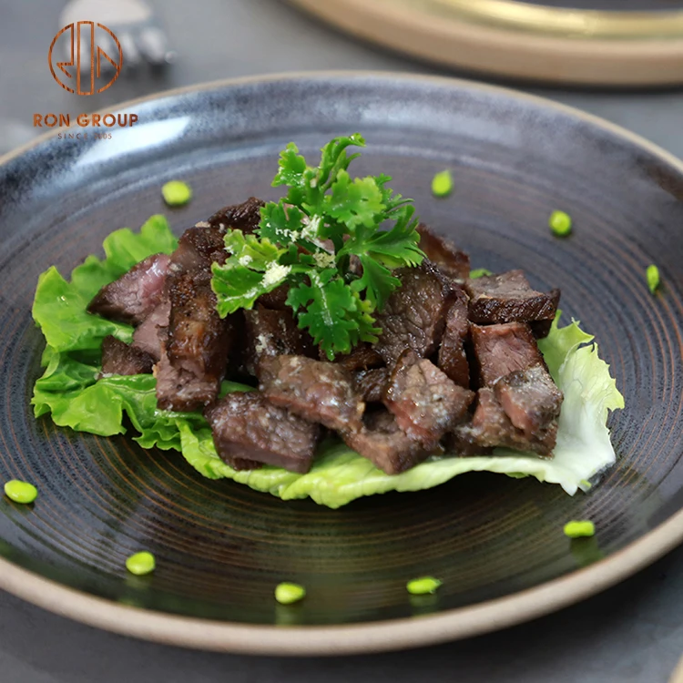 wholesale nordic porcelain tableware round gold green color dinner dishes set restaurant ceramic plates