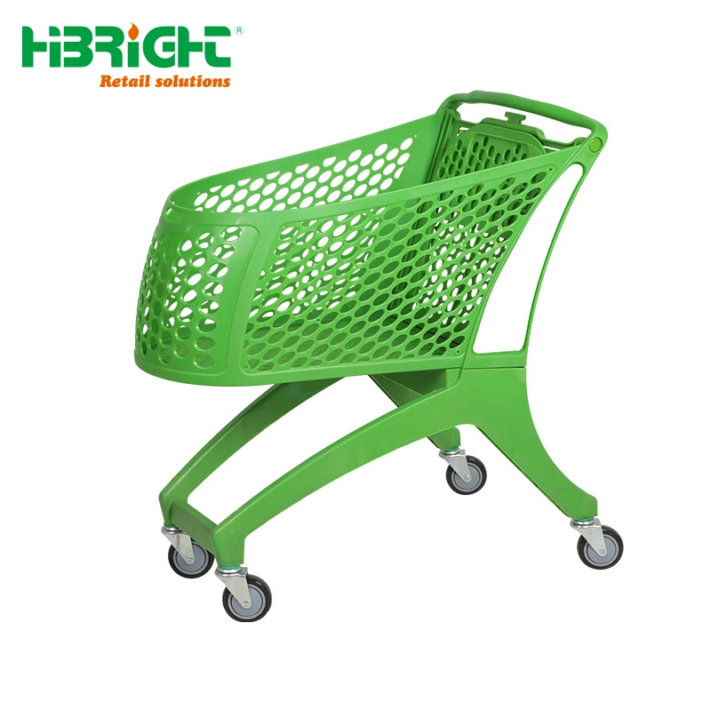 New product hand pushing commercial convenience trolley supermarket shopping cart