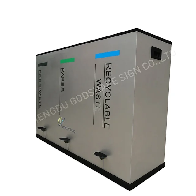 Custom Metal Wastebin Papelera Recycling Garbage Bin Recycle Trash Can Stainless Steel Rubbish Bin Waste Street Bin Outdoor