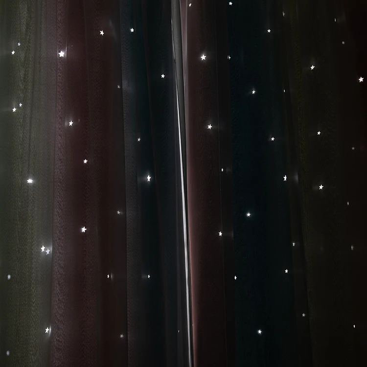 wholesale luxury twinkle star glow fashion smart elegant curtain modern fancy sheer blackout curtain for bedroom