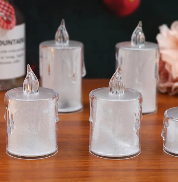Mini Simulation Electronic Candle Luminous Transparent PVC Flameless Candle For Wedding Romantic Decoration LED Candle Light