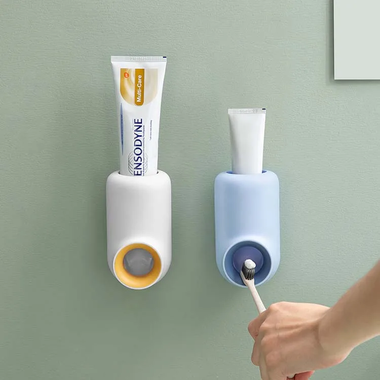 New Design Wall Mounted Bathroom Automatic Toothpaste Tube Squeezer Dispenser Auto Toothpast Dispense Toothbrush Holder