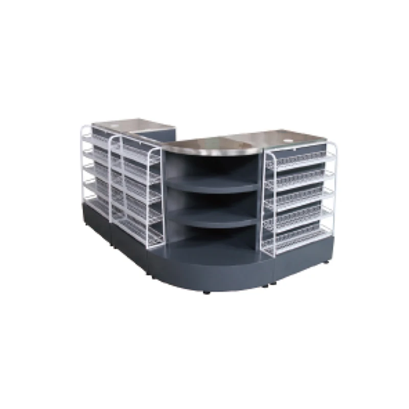 High Quality Cafe & Supermarket Checkout Counter Convenience Store Cashier Register with Wood Steel Metal & Plastic Materials