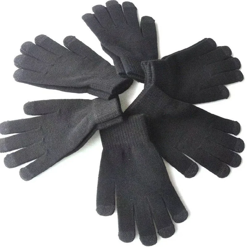 Новый дизайн зимние теплые вязаные перчатки и варежки с 5 пальцами для сенсорного экрана