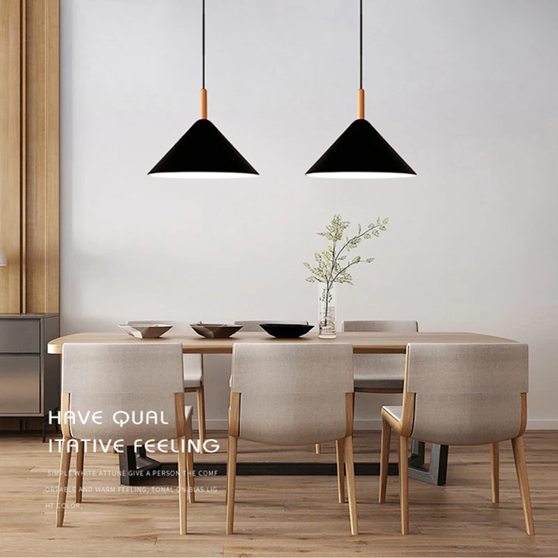 Modern hanging ceiling lamps E27 wood aluminum pendant lights Home decor lighting and Bar Showcase spot light