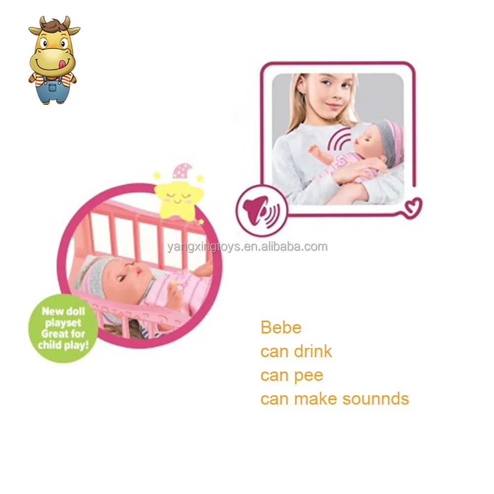 14 Inch Baby Reborn Vinyl Dolls Lifelike Cute Pretend Play Newborn Realistic Kids Doll Can Drink Pee Sounds